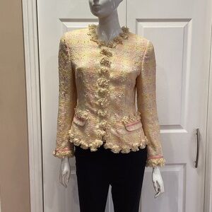 Rena Lange Cream and Pink Textured Blazer